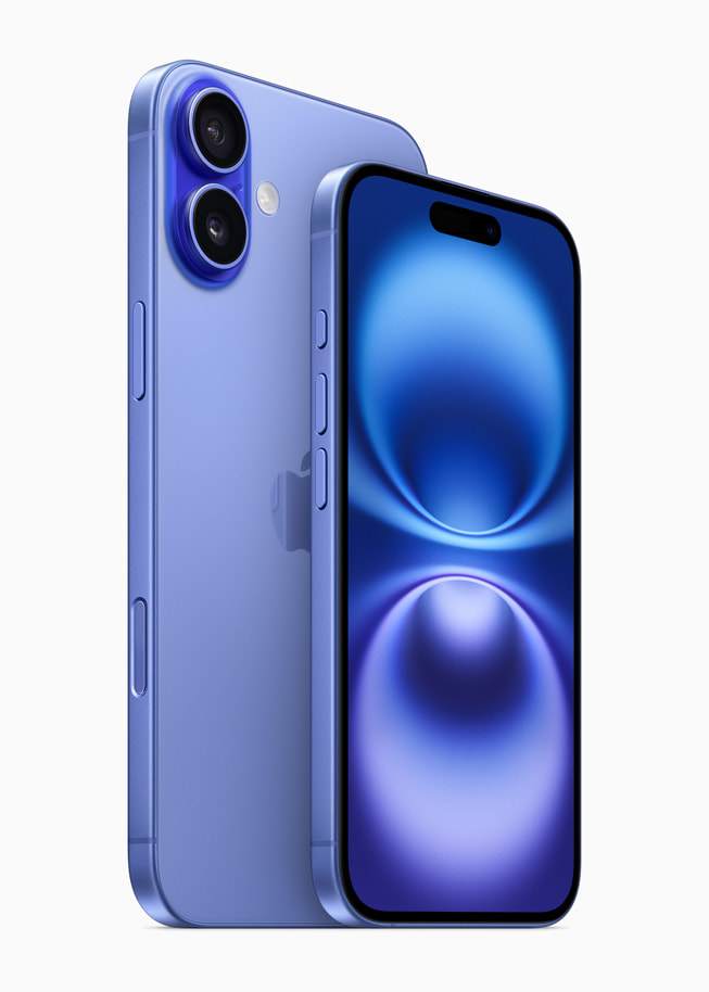 iPhone azul, vista frontal y posterior